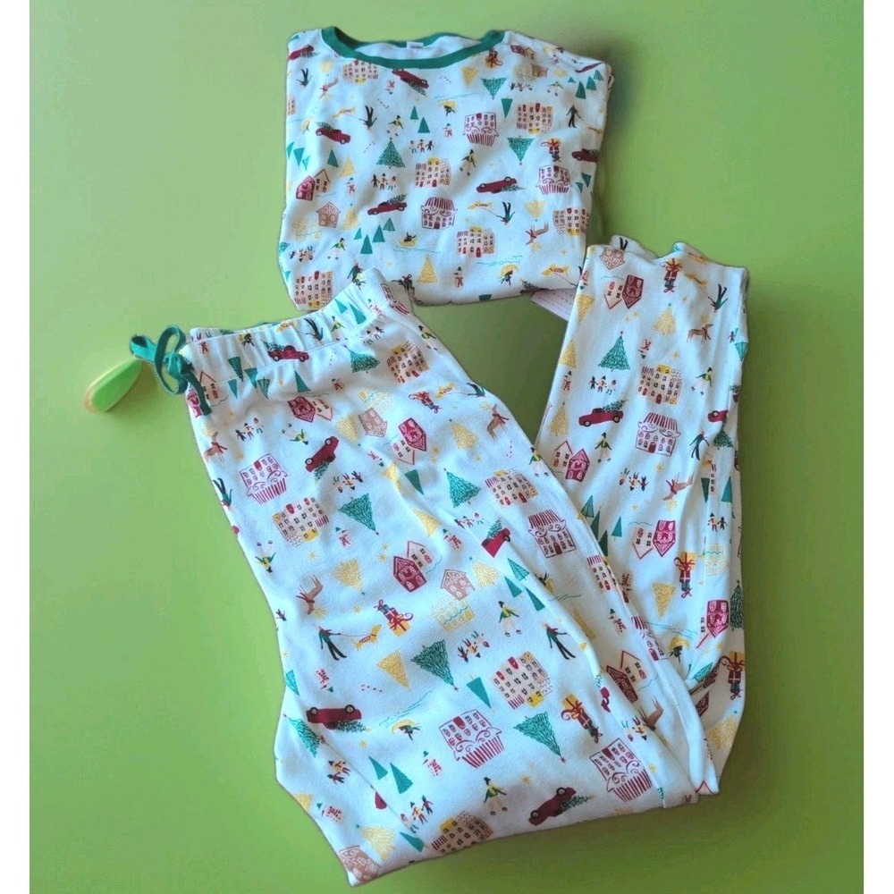 LC Lauren Conrad Pajama Set Mens Sz Lrg Christmas Jammies Ivory Village 2pc NWT